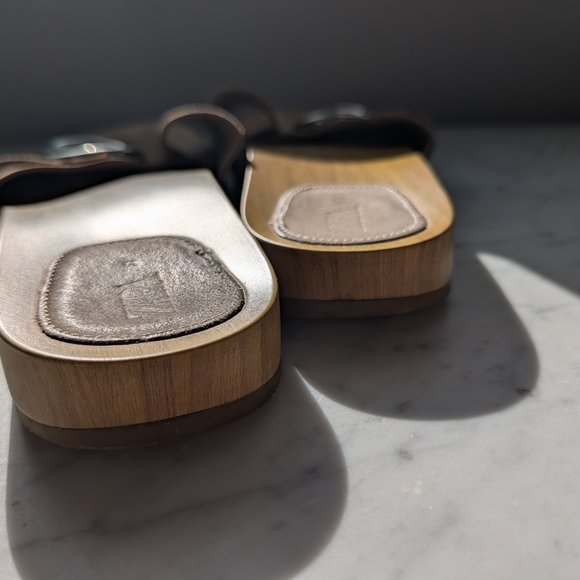 Zara Tan Slide Sandals with Silver Accents - Picture 7 of 8